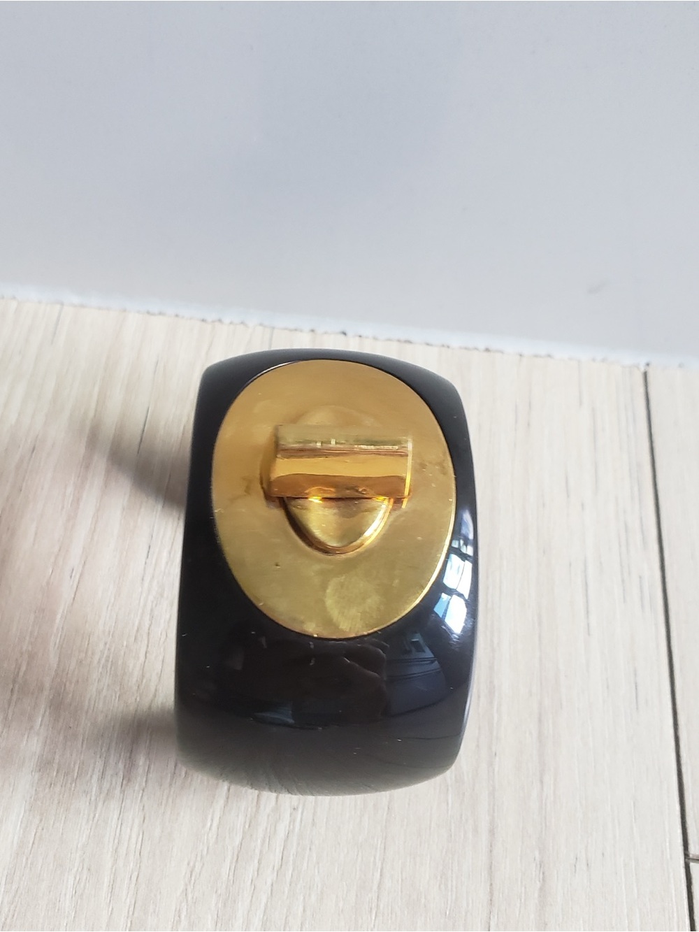 Coach Black Cuff Bracelet with Gold Turnlock Accent - Picture 3 of 7